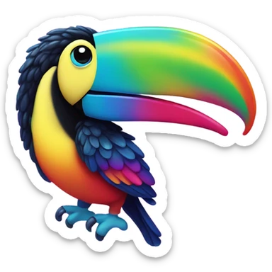Lisa Frank rainbow sparkly toucan  sticker