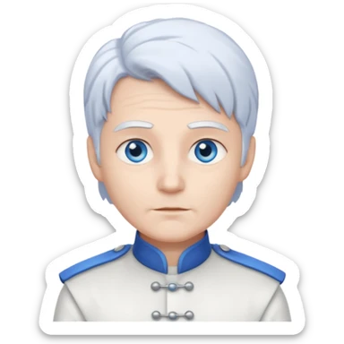 Servant Boq from Wicked with blue eyes, white hair, white outfit sticker