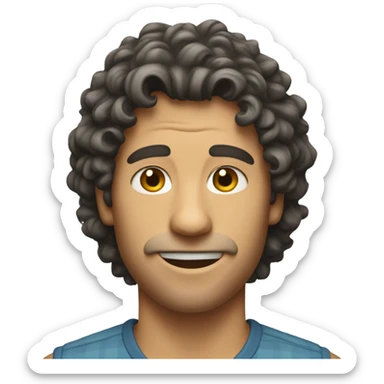 Guy with a curly mullet named Tucker  sticker