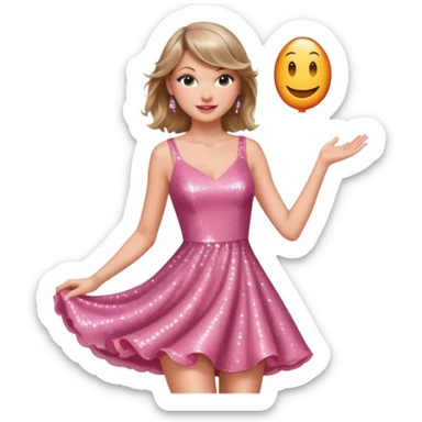 Taylor Swift smile in a sparkling pink dress sticker