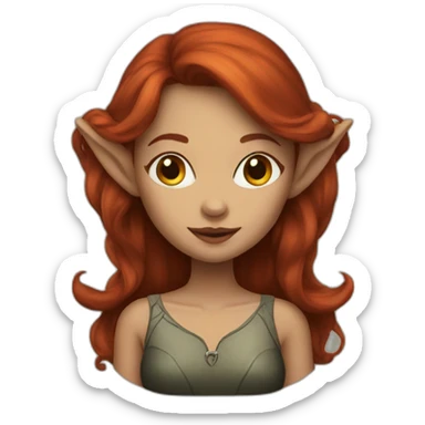dark redhead woman elf sticker