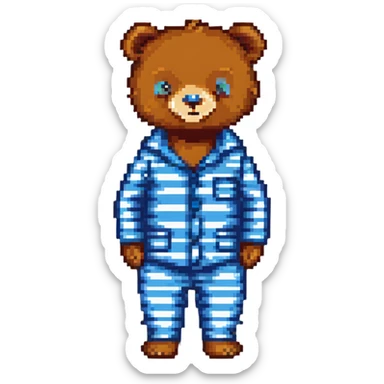 bear in blue striped pajamas sticker