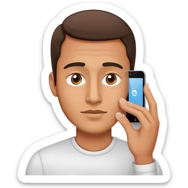 men scanning his face with iphone sticker