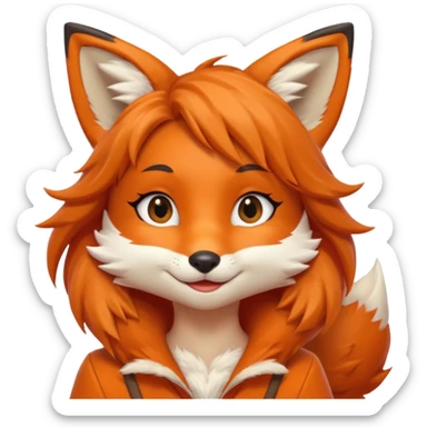 Attractive anthro fox girl sticker