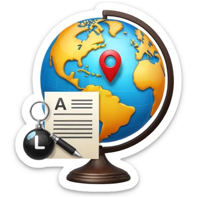 Create an emoji-style alert icon for immigration rule changes. A document with an exclamation mark, a small globe, and a refresh/update symbol. Vibrant, high-contrast, rounded emoji design sticker
