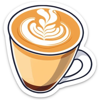 expensive artisanal latte in a cafe from upward view perspective, latte art, fancy coffee drink sticker