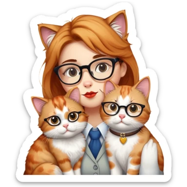 kissing cat + nerd sticker