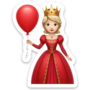 queen wearing dress, holding balloon sticker