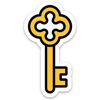 ornate golden key, exclusive and elegant, logo for 'private section' sticker