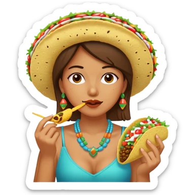 Girl eating taco while sweating  sticker