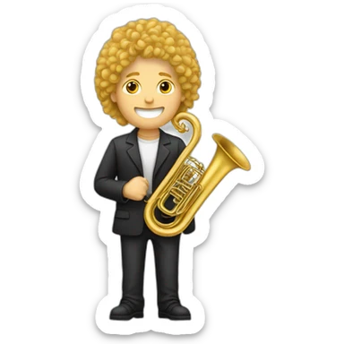 Long-curly-blondehair-male-with-tuba-player sticker