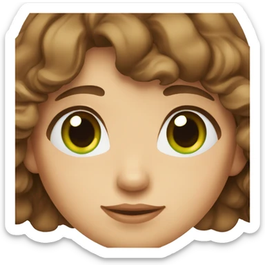 Cute woman with short wavy brown hair and green-blue eyes sticker