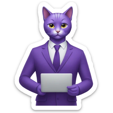 Purple humanised Cat psychologist leads the session sticker