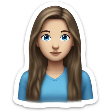 Beautiful teenage girl, long hair, brunette, blue eyes sticker