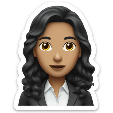 business woman long wavy black hair sticker