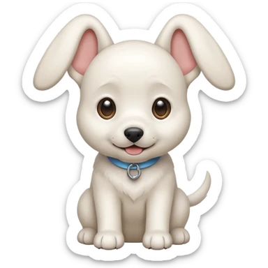 Un perrito blanco con una oreja arriba y otra no sticker