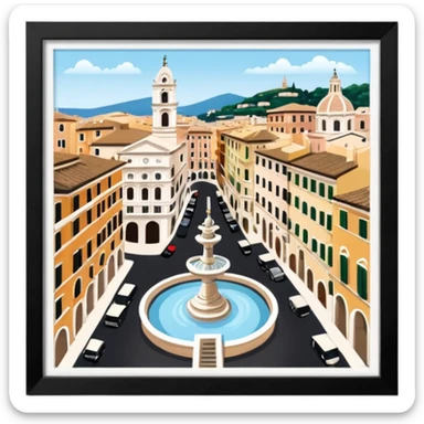 piazza di spagna with barcaccia view from up above
no square style no frame png style 
 sticker