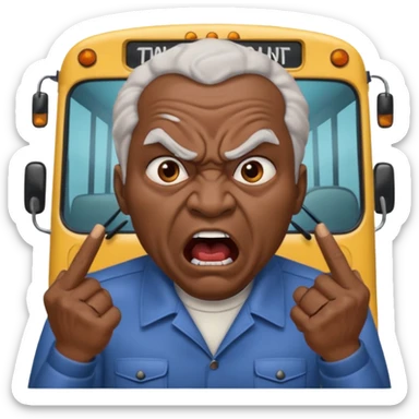 african uncle telling somone to get off the bus let him be angry. sticker