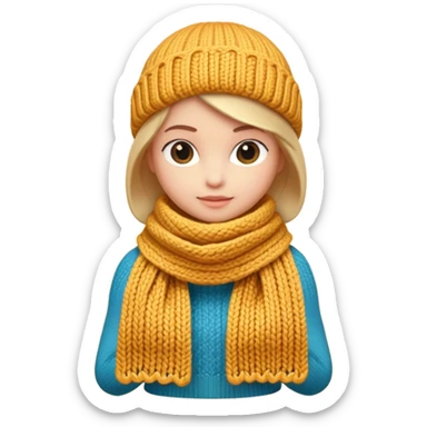 A 3D cartoon wool scarf with visible knitted stitches and gentle folds, warm colors, soft lighting, Memoji-style. sticker