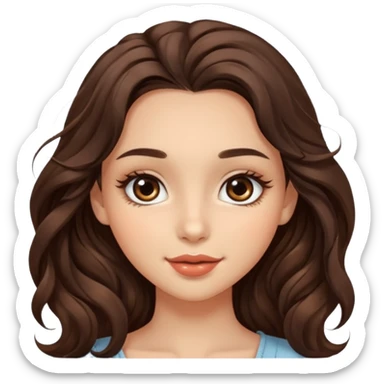 big brown eye very long lashes wavy dark brown hair wheat skin beautiful kissed girl  sticker