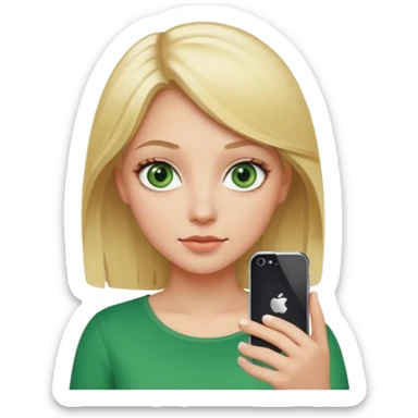 Blonde green eyed girl with iPhone sticker