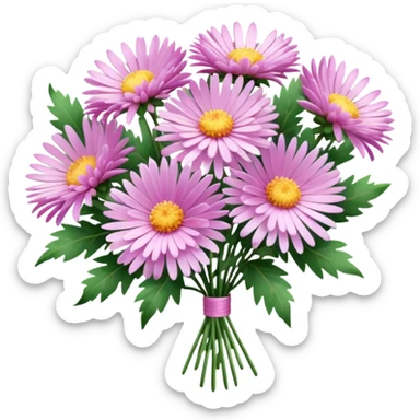 Pink bouquet of aster flowers sticker
