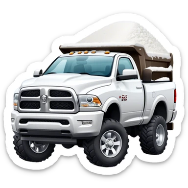 White ram truck pushing snow with plow sticker
