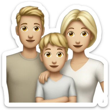 a  mother with white skin and three white skin boys sticker