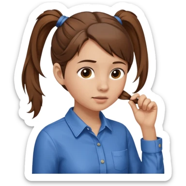 Normal skinned, tiny nosed, brown haired girl with Tying a ponytail sticker