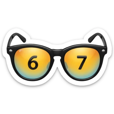 Sunglasses with the number 67 on them sticker