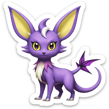 Shiny Cute Noibat-Noivern-Espeon-Silvally-Fakémon-hybrid-creature (full body)  sticker