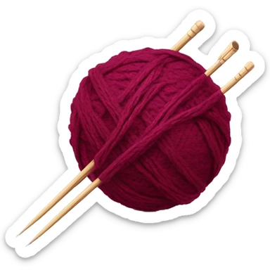 burgundy ball of thread with knitting needles sticker