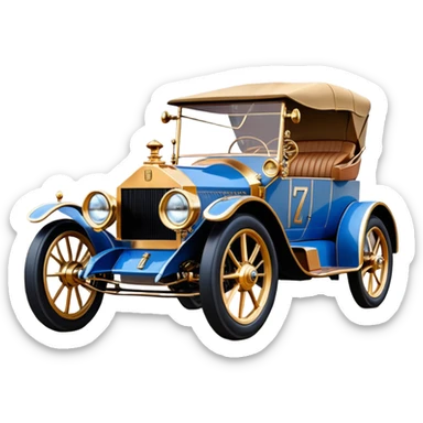  tarnished blue led C-3PO ghost buster 1927 delicately inlaid rosegold wood barrel accents Model-T bucket Rolls Royce efficiently powered by futuristic electric motors and batteries racing wheels while flying rapidly roughening terrain stable on strong agile advanced suspension and steering sticker