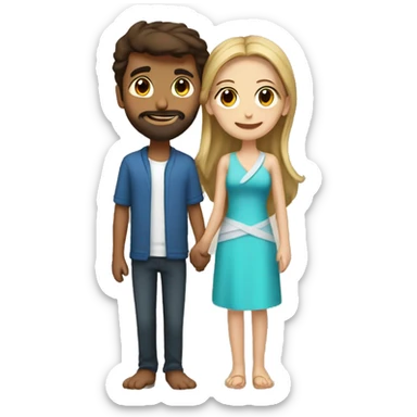 Infinity sign with a Arab guy and a brunette white girl hugging each other  sticker