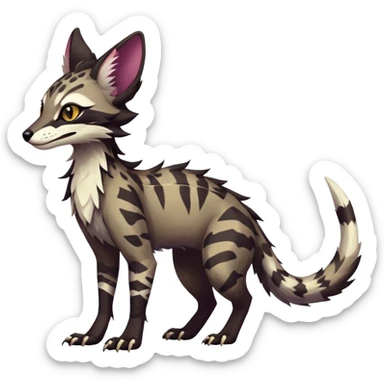 Feral Rare Fantasy dark vibrant Vernid-Sergal-Genet-Trico-species by LiLaiRa, random markings, tufted ears, full body, 4 legs sticker