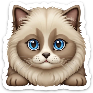 cinematic-adorable-fluffy-brown-seal-ragdoll-cat-portrait-emoji,-head-tilted-cutely-with-big,-sparkling-blue-eyes,-soft-brown-seal-colored-fur-with-darker-points-on-the-ears,-face,-and-paws,-simplified-yet-irresistibly-adorable-features, sticker