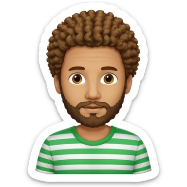 Cuban guy with curly haur and beard with a shirt of green stripes  sticker