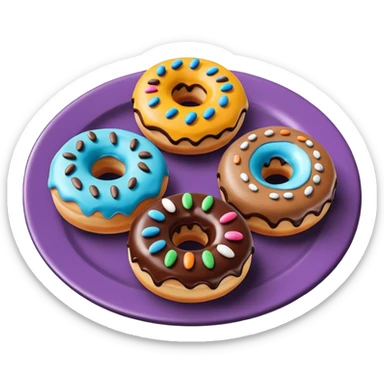 Monster donut with chocolate icing, there are drawn cookies and beautiful icing drawings on a white plate good quality sticker