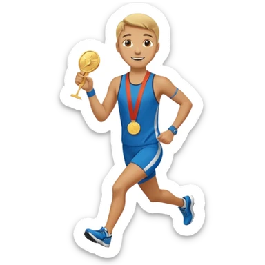 crea un emoji estilo whatsapp o emoji de iphone, de un corredor con cara casada pero feliz por su medalla sticker