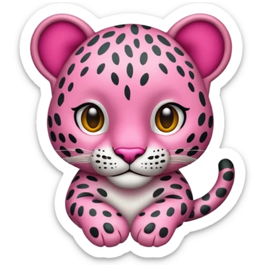 Emoji leopardo rosa cuerpo entero de lado y más realista sticker