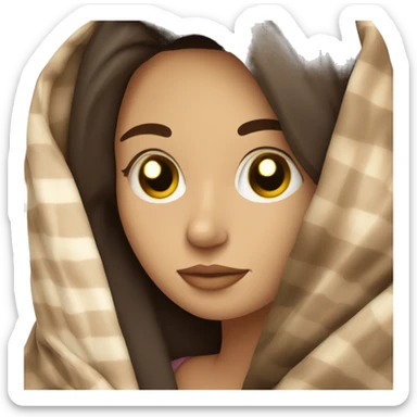 girl brunette inside a blanket sipping coffee eyes closed sticker