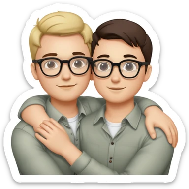 Two nerdy gay guys wearing glass cuddling together sticker