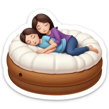 brunette girl sleeping on a giant marshmallow bed sticker