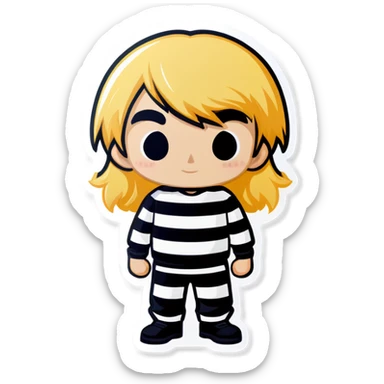 Robber with white stripes and blonde hair sticker