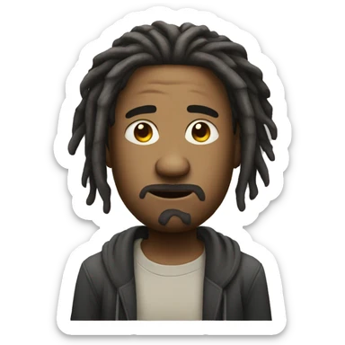 man with dreads and shrugging sticker