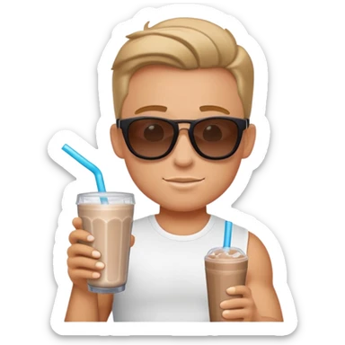 Lochlan from the white lotus drinking a protein shake sticker