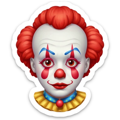 red glitter clown with the sad facial expression sticker