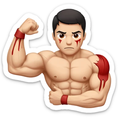 flexed bicep broken with clear visual indication of injury sticker