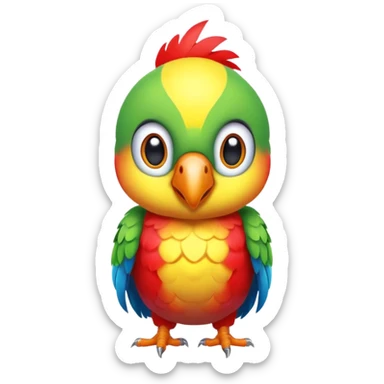 exotic parrot character, colorful feathers, cute face, 3D cartoon, mobile game icon style, clean background, no text, no watermark
 sticker