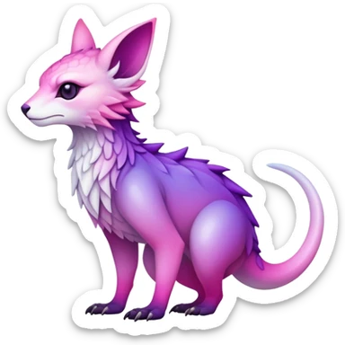 Cool Edgy Purple-pink-white-gradient ethereal badass Fionbri-Vernid-Trico-animal-creature full body sticker